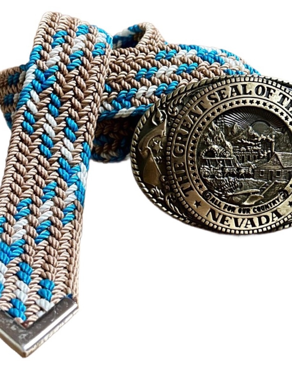 Tony Lama • Large • Brown/Blue Braided W/ Buckle (State Of Nevada) Belt